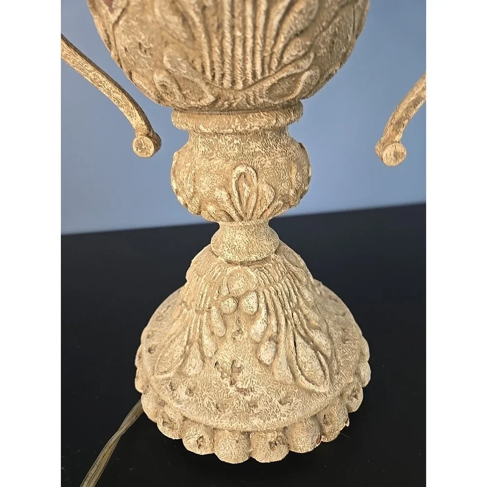 Berman Greek Vtg Ornate Urn Table‎ Lamp Crackle Glaze Resin 28